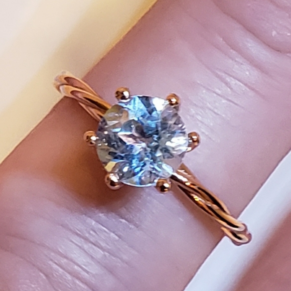 7&8, Topaz Ring, 1.3 ct 18K Rose Gold 925 Silver,  Genuine Blue Topaz. - Picture 3 of 15